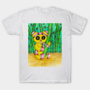 Pencil Panda Drawing T-Shirt